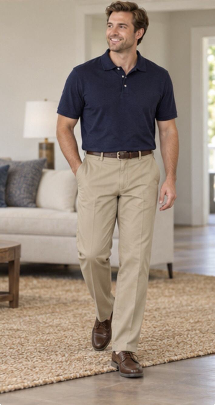 Lands End Mens Chino Pants 36 Long Tan Khaki Traditional Fit Flat Front